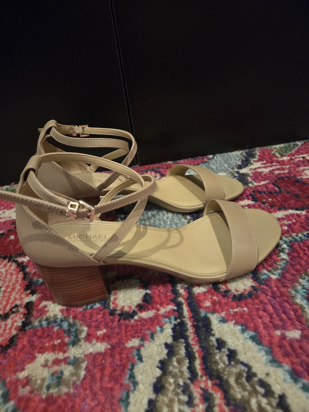 Michael Kors Nude Ankle-Strap Block Heel Sandals